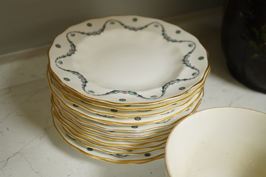 A Royal crown Derby six person tea set including two cake sandwich plates